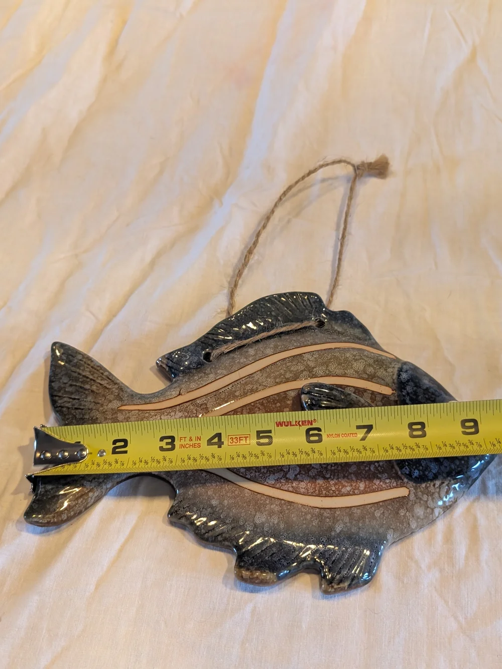 2/50$ Handcrafted Ceramic Fish Wall Hangings in Blue and Brown - Set of 2 - Picture 2 of 4